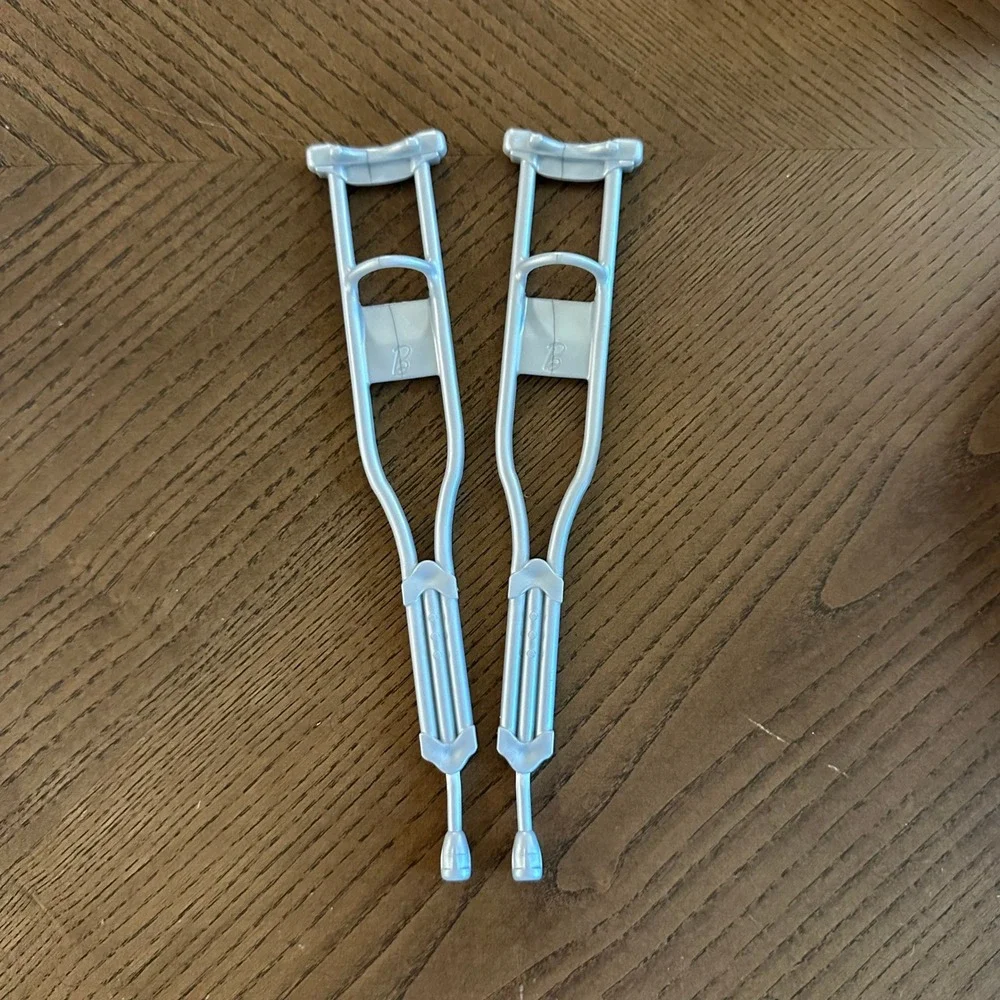 Barbie Doll Silver Crutches Pair Medical Accessories Replacement Parts B Logo